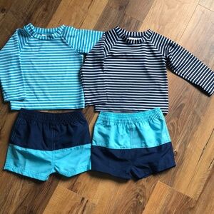 Hanna Andersson boys 18-24 swimsuits withrash guard top NEW